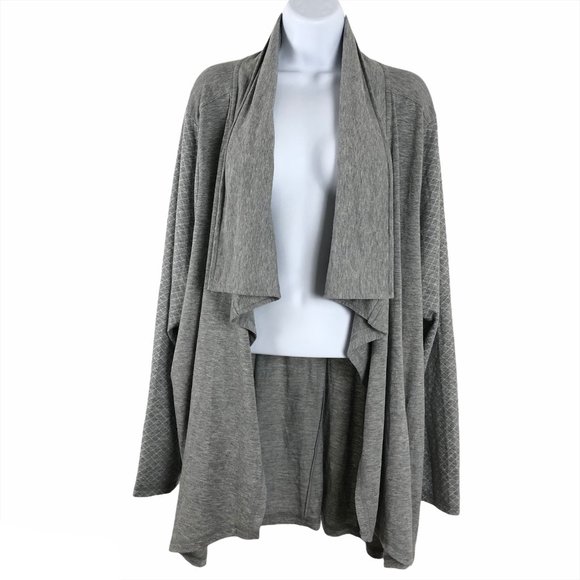 Livi Active Sweaters - Livi Active Open Cardigan Gray Polyester Blend Wom